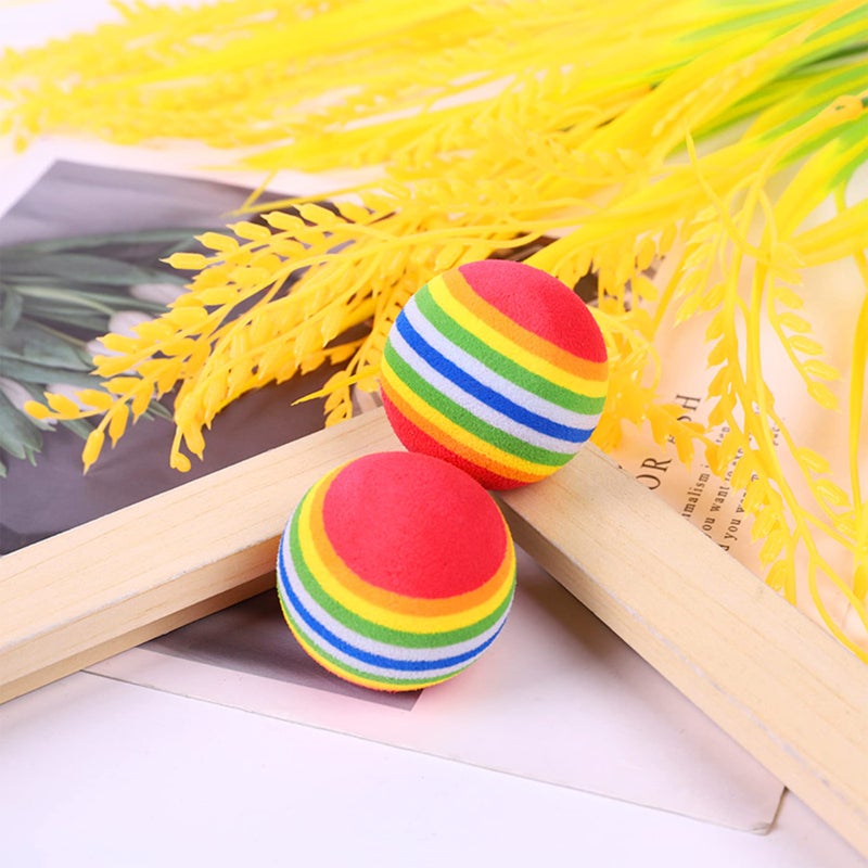 PET SHOW 10pcs 1.38" Red Rainbow Cat Toy Balls Soft EVA Foam Interactive Indoor Kittens Favorite Toys 35mm Dia. Small Dogs Puppies Toy Balls Bulk Activity Chase Quiet Play Sponge Ball - Image 2